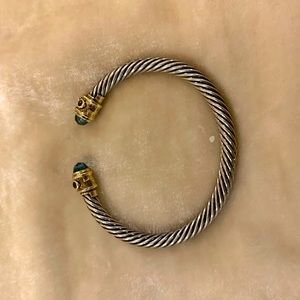David Yurman Cable Classic Bracelet with Blue Topaz and 14K Gold